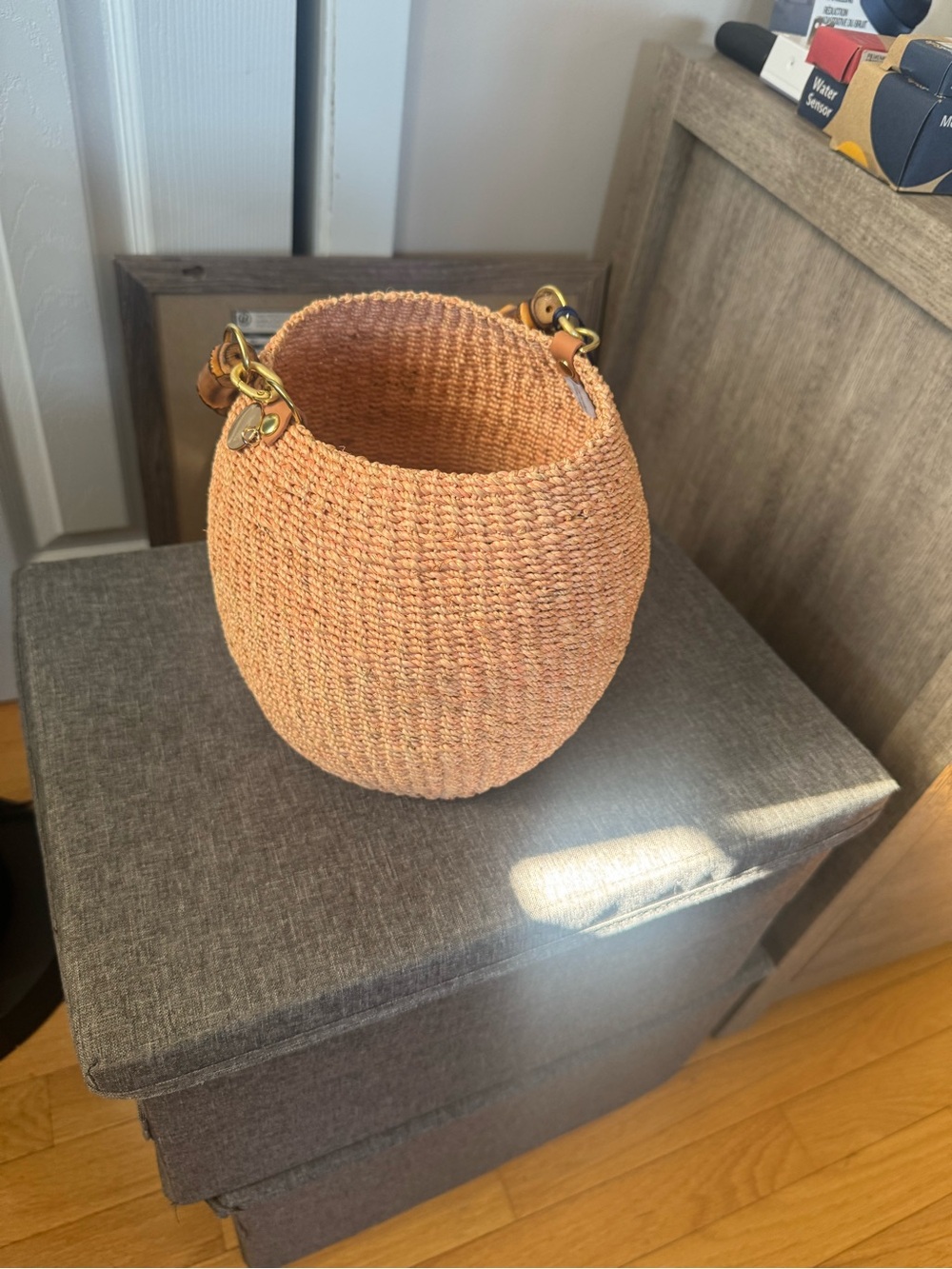 Clare V. Pot de Meil Straw Top-Handle Bag with Bamboo Handle - Blush - Picture 2 of 4
